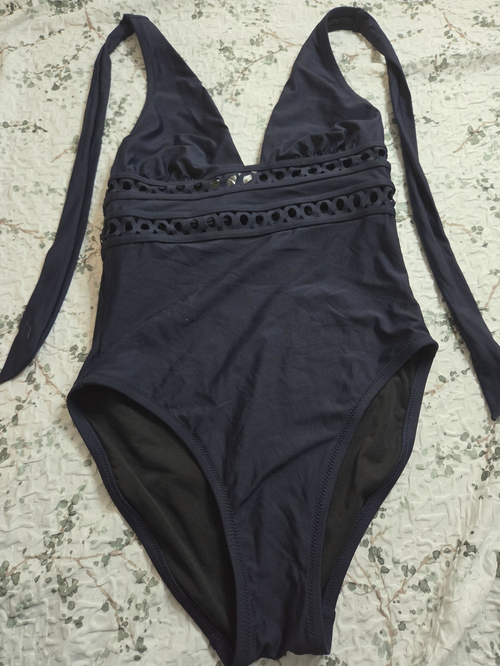 J. Crew Navy One-Piece Swimsuit with Eyelet Band